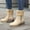 Beige, variant on Heisall Women's Work Boots Mid-Calf Suede Chunky Heel Side Zipper Vintage Autumn Winter Fashion Casual Niche Style