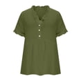 thumbnail image 6 of hoksml Women's Cotton V Neck Short Sleeve Peplum Blouse, Ruffle Trim Casual Tunic, Loose Fit Top for Daily and Office Wear, 6 of 8