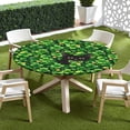thumbnail image 5 of St. Patrick''s Day Round Fitted Tablecloth with Elastic Edge,Water-Resistant Green Shamrock Clover Black Cat Lucky Gold Coin Table Cover for 40-44" Stretch Table Cloth for Dinner Indoor Outdoor Party, 5 of 8