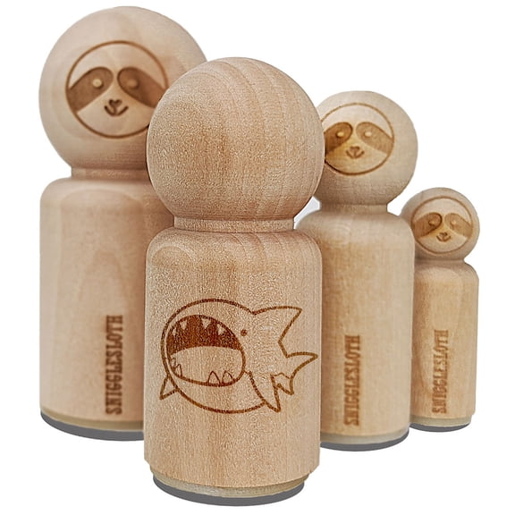 Hungry Round Shark Cute Cartoon Rubber Stamp for Scrapbooking Crafting Stamping - Mini 1/2 Inch