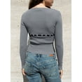 thumbnail image 6 of Gupgi Women Slim Knit Tops Long Sleeve V-Neck Front Drawstring Lightweight Sweater, 6 of 8