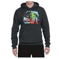 thumbnail image 2 of Cute Rainbow Neon Doberman Dog Lover Unisex Graphic Hoodie Sweatshirt, Heather Black, 2XL, 2 of 3