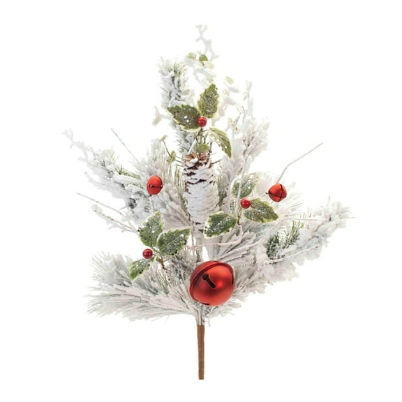 Melrose Flocked Pine Artificial Christmas Sprays - 28.5" - White and Red - Set of 2