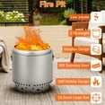 thumbnail image 6 of Towallmark Fire Pits for Garden, 35.4 Inch Smokeless Fire Pit, 304 Stainless Steel Wood Burning Fireplaces with Removable Ash Pan & Stand, Portable Safe Burning Firepit, 6 of 7