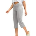 thumbnail image 3 of Capris Leggings with Pockets for Lady Womens Workout Capris Pants with Pockets - High Waisted Wide Leg Leggings Stretchy Soft Cropped Gym Yoga Pants Gray L, 3 of 8