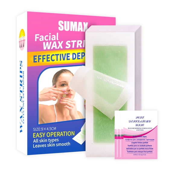 SUMAX Body Wax Strips Portable Double-Sided Hair Removal Paper for Lips/Arms/Legs/Underarm Hair