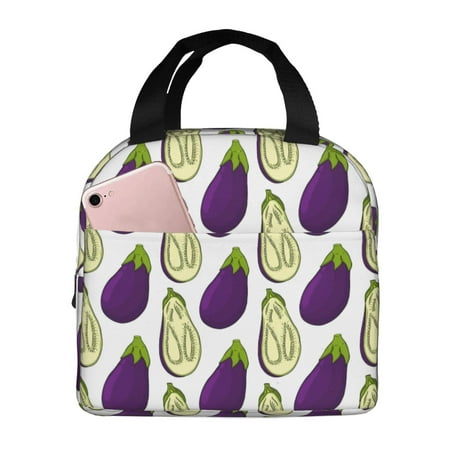 Insulated Lunch Bag for Women Men - purple Eggplant Leakproof Cooler Lunch Box for Women Men  Lunch Tote Bags for Work School Picnic Travel
