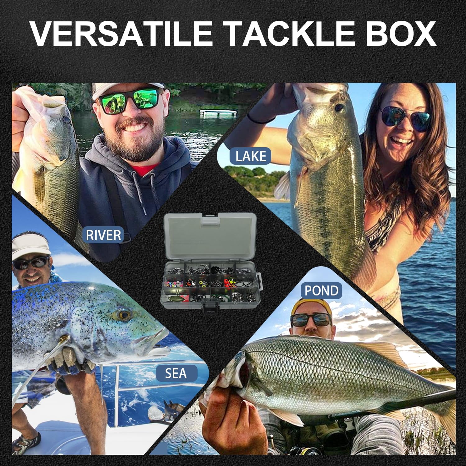 Fishing Lures Accessories Kit With Tackle Box  Hooks Minnow Crankbait Frog Popper Lure Worm Spoon Spinner Bait For Bass Crappie Gear Freshwater Equipment Gifts Men