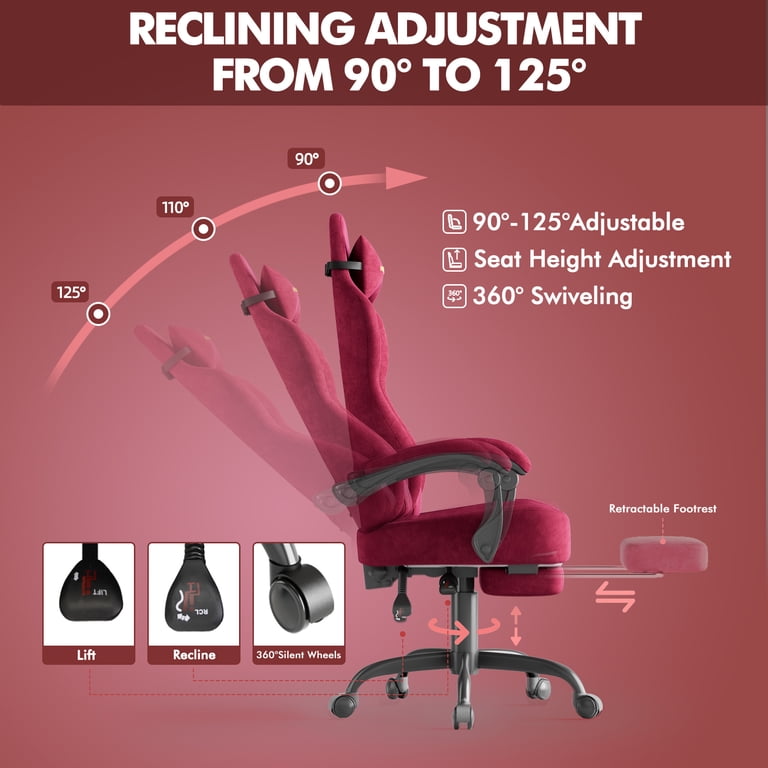 Soontrans Red Gaming Chair with Massage Lumbar Support photo 8