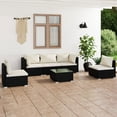 thumbnail image 1 of vidaXL 6 Piece Patio Lounge Set with Cushions Poly Rattan Black, 1 of 5