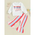 thumbnail image 2 of Bagilaanoe 2Pcs Baby Girl Valentine's Day Clothing Sets Toddler Letter Print Long Sleeve Sweatshirt Tops + Striped Flare Trousers 6M 9M 12M 18M 24M 3T 4T Kids Pants Set, 2 of 9