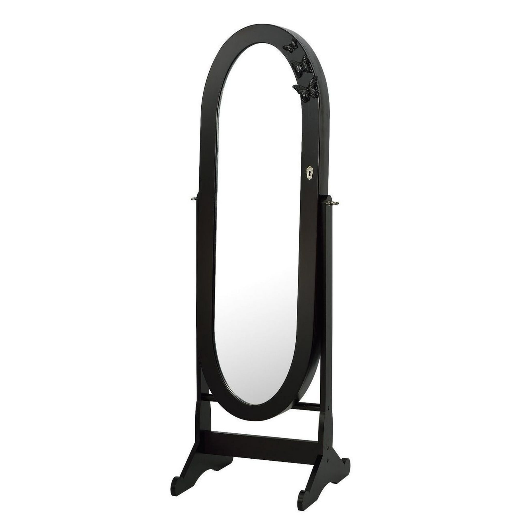 Viscologic Oval Mirrored Jewelry Cabinet Armoire Stand Dark