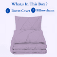 thumbnail image 4 of EASYCOT 800 TC Soft 100% Egyptian Cotton 3 Pieces Pinch Pleated Duvet Cover Set levender , Oversized Queen (100x100), 4 of 6