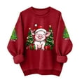 thumbnail image 4 of Chandail de Noël pour Femmes, Chandail à Capuche Imprimé Col Rond Manches Longues Drôle Rouge m, 4 of 5