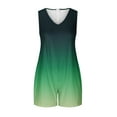 thumbnail image 6 of Tank Top Romper for Women Summer Casual Zip Back Color Print Short Jumpsuit with Pocket Loose Wide Leg Athletic Outfits, Green, M, 6 of 7