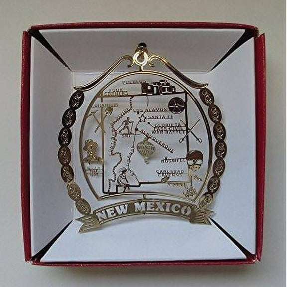 Nations Treasures New Mexico State Brass Keepsake Ornament, 2.5" x 2.5"