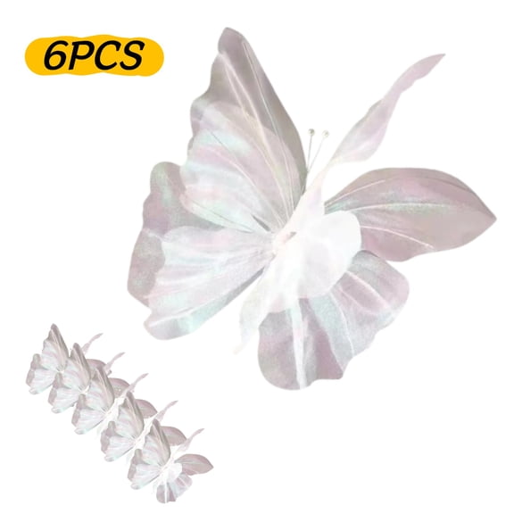 3D Butterfly Decorations Large Butterfly Decorations 3D Flower Butterfly Decor Mariposas Grandes Para Decoracion For Party Home Garden, 6PCS, White