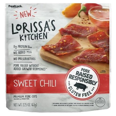 Lorissa's Kitchen Pork Jerky, Protein Snack, Sweet Chili, 2.25oz