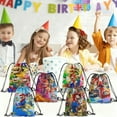 thumbnail image 3 of 12 Pcs Cartoon Print Drawstring Backpack, Lightweight Sports Sackpack for Daily Use, Travel, and Birthday Party Decorations 27x34cm, 3 of 5