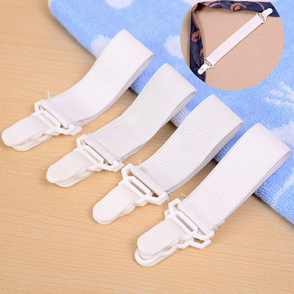 opvise 4 Pcs Bed Sheet Mattress Cover Blankets Home Grippers Clip Holder Fasteners Clip White