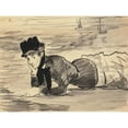 thumbnail image 3 of Manet, Edouard 24x19 Black Modern Framed Museum Art Print Titled - Woman Lying on the Beach. Annabel Lee, 3 of 5