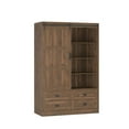 thumbnail image 5 of YYAo Storage Cabinet, Wardrobe Closet,Tall Bedroom Armoire Wardrobe Closet Clothing Storage Cabinet with Hanging Rod Barn Door Drawers Open Shelves,Brown, 5 of 12