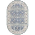thumbnail image 1 of Unique Loom Whitney Vintage Border Rug 5' x 8' Oval French Blue/Ivory, 1 of 1