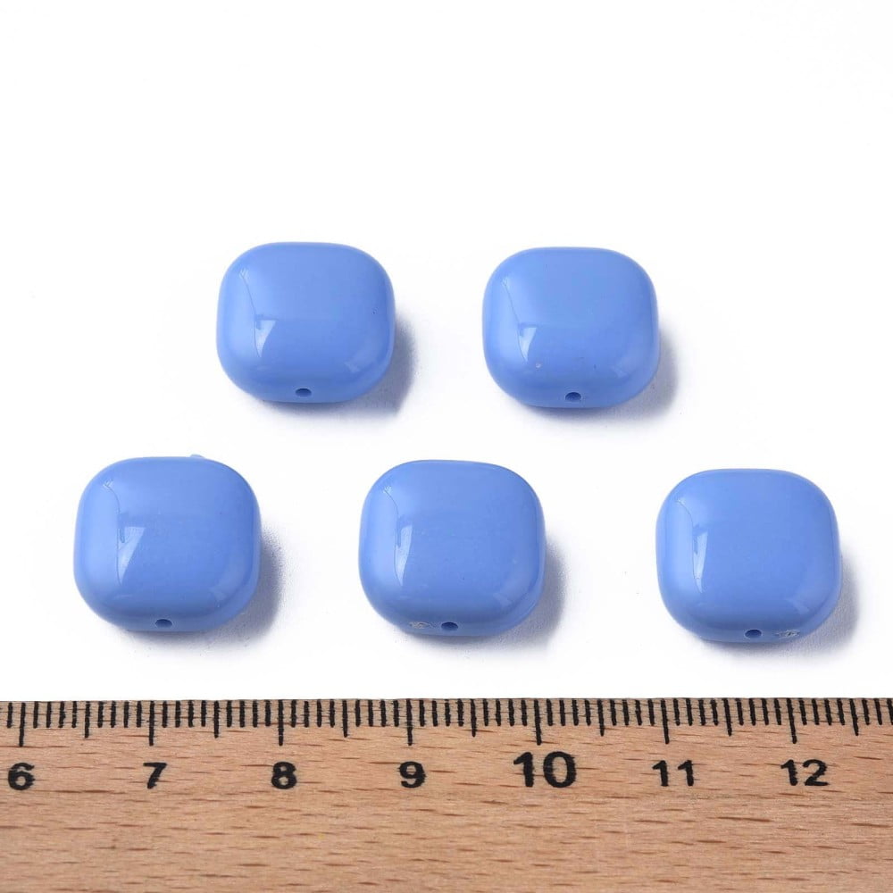 Opaque Acrylic Beads Square Cornflower Blue 15x15x7.5mm Hole: 1.2mm about 375pcs/500g
