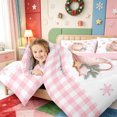 thumbnail image 4 of Manfei Farmhouse Christmas Snowflake 7-Piece King Bedding,Happy Xmas King Bed in a Bag,Pink Reversible, 4 of 7