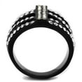 thumbnail image 3 of IP Black(Ion Plating) Stainless Steel Ring with Top Grade Crystal in Clear for Women Clear Stone Color Style TK2354 Size 8, 3 of 4