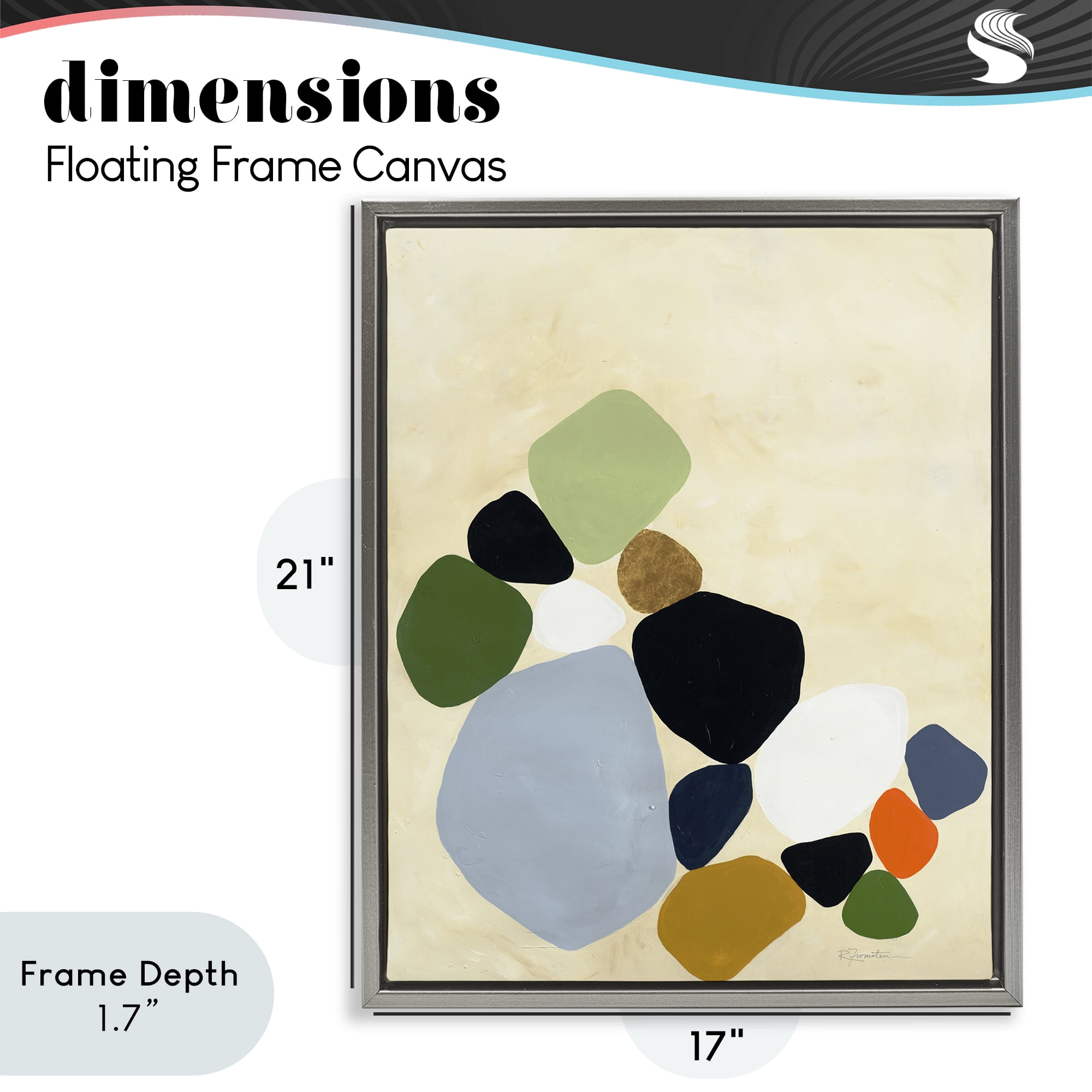 Stupell Industries Balanced Shapes Cluster Gray Framed Floater Canvas Wall Art, design by Ruth Fromstein