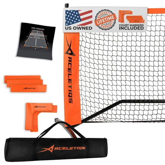 Portable Pickleball Net System for Indoor and Outdoor | 22ft Long Full Regulation Size Full Pickle Ball Net | includes Floor Markers and Carry Bag | Create full Portable Pickleball Court