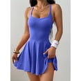 thumbnail image 4 of Tennis Dress with Built in Shorts and Bra Golf Dresses for Women with Shorts Tennis Dress Cut Out Blue XL, 4 of 7