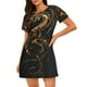 thumbnail image 1 of Balery Golden Dragon Tattoo Art Camisón de manga corta con cuello redondo para mujer, cómodo y elegante., 1 of 6