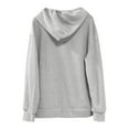 thumbnail image 5 of XIAOCHA Womens Hoodies Button V Neck Long Sleeve Solid Color Ribbed Knit Hooded Sweater Simpel Oversized Pullover Drawstring Top Grey, 5 of 6
