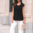 thumbnail image 7 of Womens Lace Tops Pleated Short Sleeve Shirts Summer Business Casual Dressy Blouses Black 2XL, 7 of 7