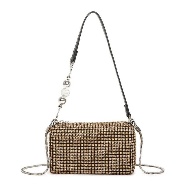 Bolso de mano para mujer con diseño de diamantes de imitación de moda de Pearl King Water, bolso de mano para debajo del brazo con diseño de diamantes brillantes de verano
