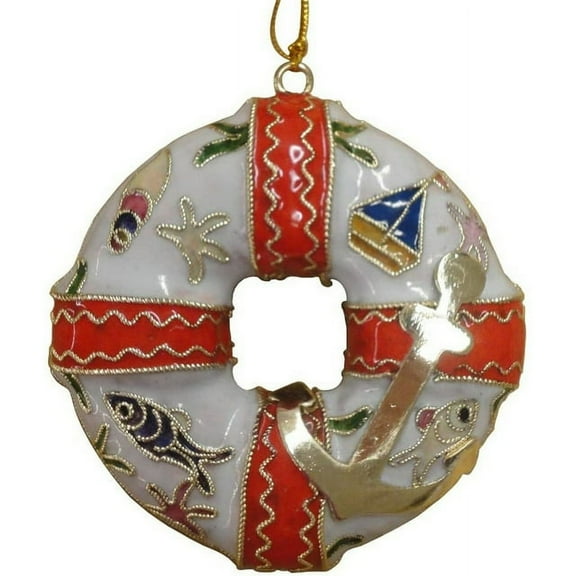 Value Arts Cloisonne Red Life Ring Nautical Hanging Ornament