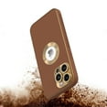 thumbnail image 3 of For Apple iPhone 13 Pro Max PU UV Leather Design Hybrid with Chrome Circle PC Hard Shockproof Bumper Full Body Protective Cover ,Xpm Phone Case [ Brown / Gold ], 3 of 4