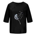 thumbnail image 4 of Blusas de Manga Corta para las Mujeres Impresas Cuello Redondo Camiseta Casual, Blusa de Algodón de Imitación para las Mujeres, 4 of 4