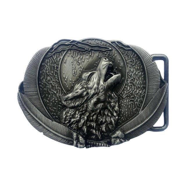 Belt Buckle for Men Vintage Engraved Wolf Head Waist Belt Buckle for Pants Western Cowboy Buckle Waistband Accessories black red paint