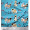 thumbnail image 1 of Soimoi Georgette Viscose Fabric Floral,Sheltie & Pekingese Dog Print Fabric by The Yard 42 Inch Wide, 1 of 1