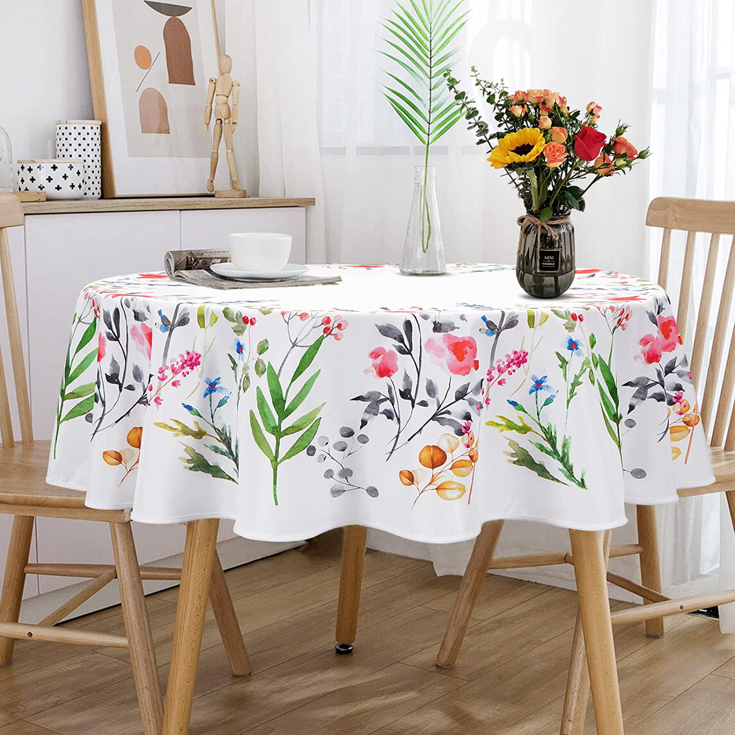Black Fish Round Table Cloth Tablecloths Table Cover Fabric Tablecloth Round Dining Table Cloth for Kitchen