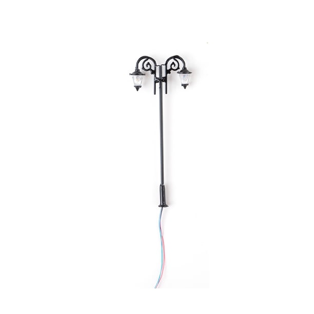 Bewildely Modelo de lámpara de calle 1:87, farola LED Retro de bajo voltaje para exteriores, accesorios de tren, luz de paisaje, piezas de construcción, Artesanía Negro (luz blanca) Bewildely HA066838-03