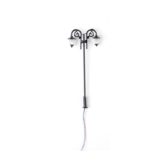 Bewildely Modelo de lámpara de calle 1:87, farola LED Retro de bajo voltaje para exteriores, accesorios de tren, luz de paisaje, piezas de construcción, Artesanía Negro (luz blanca) Bewildely HA066838-03