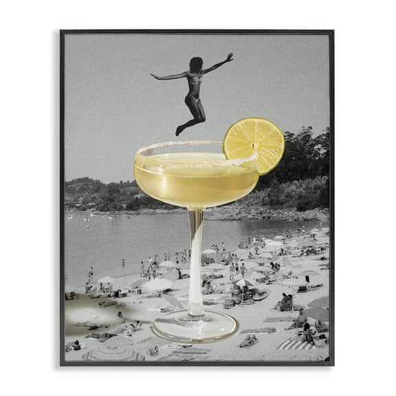 Stupell Industries Swimming in Cocktail Food & Beverage Painting Black Framed Art Print Wall Art, 11 x 14