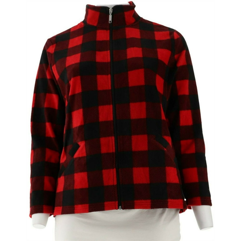 Denim & Co. - Denim & Co Fleece Zip Long Slv Jacket Pockets Women's ...