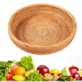 thumbnail image 3 of Wicker Woven Round Snack Fruit Bowl Rattan Food long time.   It can be Tray Organizer 25x5cm, 3 of 8