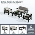thumbnail image 2 of KINGYES 5PC Outdoor Conversation Set, All-Weather HDPE Patio Sofa Set with Cushions, 2 Armchairs, Loveseats & Coffee Table for Patio, Porch, Backyard, Black Frame with Khaki Cushion, 2 of 6
