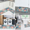 thumbnail image 5 of Pink and Blue Triangular Floral Boho Pattern Kitchen Rugs Sets Of 2,Anti Fatigue Kitchen Mat Rugs Non Slip Washable,Decorative Kitchen Floor Mats for Kitchen,Sink,Laundry,17"x30"+17"x47", 5 of 7